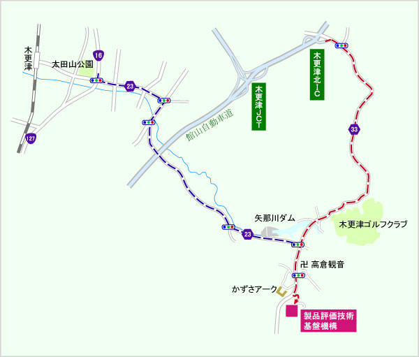 NITE バイオテクノロジーセンター 自動車案内地図