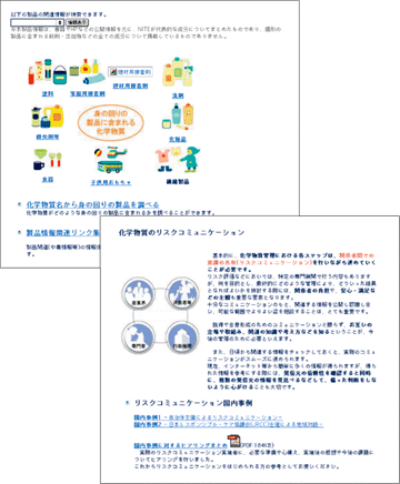 「化学物質と上手に付き合うには」ホームページ画面