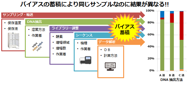 マイクロバイオーム解析におけるバイアスの蓄積