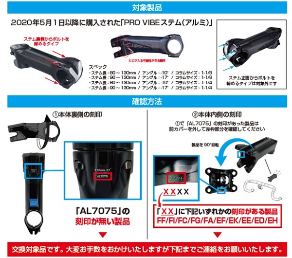 2023/04/03　シマノセールス株式会社　自転車（ステム）対象製品の外観、確認方法